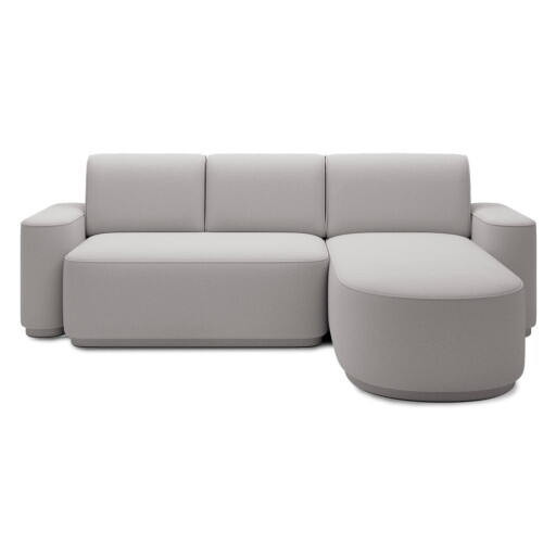 Colțar gri deschis extensibil/cu spațiu de depozitare cu tapițerie din chenille (cu colț pe partea dreaptă/cu șezlong) Aurumm – ELTAP