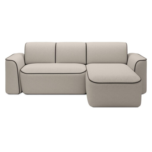 Colțar bej cu tapițerie din țesătură bouclé (cu colț pe partea dreaptă/cu șezlong) Ume – ELTAP