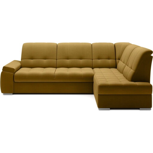 Colțar galben extensibil/cu spațiu de depozitare cu tapițerie din catifea (cu colț pe partea dreaptă/în formă de ”L”) Sado – ELTAP