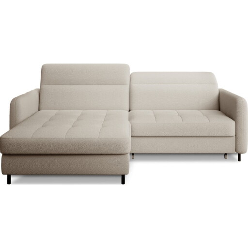 Colțar bej extensibil/cu spațiu de depozitare cu tapițerie din țesătură bouclé (cu colț pe partea stângă/cu șezlong) Gomsi – ELTAP