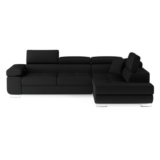 Colțar negru extensibil/cu spațiu de depozitare (cu colț pe partea dreaptă/în formă de ”L”) Anton – ELTAP