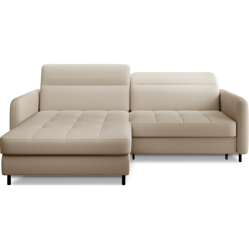 Colțar bej extensibil/cu spațiu de depozitare cu tapițerie din catifea (cu colț pe partea stângă/cu șezlong) Gomsi – ELTAP