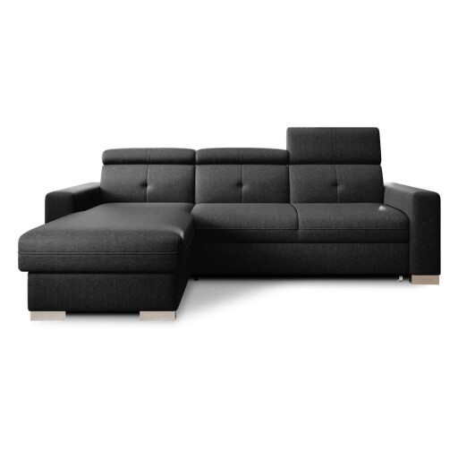 Colțar negru extensibil/cu spațiu de depozitare (cu colț pe partea stângă/cu șezlong) Fresia – ELTAP