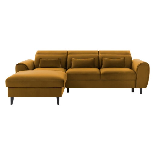 Colțar galben extensibil/cu spațiu de depozitare cu tapițerie din catifea (cu colț pe partea stângă/cu șezlong) Foble – ELTAP