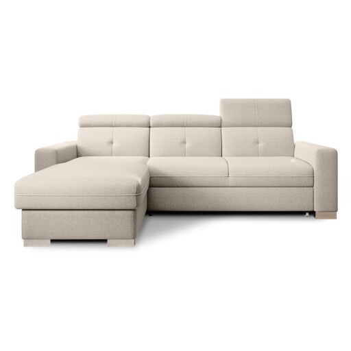 Colțar bej extensibil/cu spațiu de depozitare (cu colț pe partea stângă/cu șezlong) Fresia – ELTAP