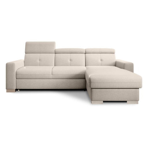 Colțar bej extensibil/cu spațiu de depozitare (cu colț pe partea dreaptă/cu șezlong) Fresia – ELTAP