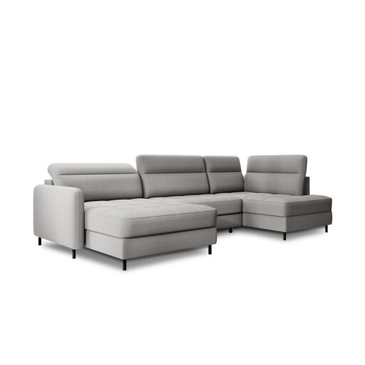 Colțar gri deschis extensibil/cu spațiu de depozitare cu tapițerie din catifea (cu colț pe partea dreaptă/în formă de "U") Berrto – ELTAP