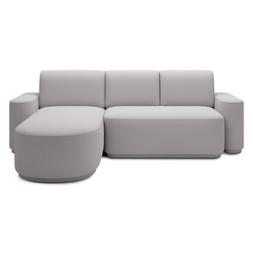 Colțar gri deschis extensibil/cu spațiu de depozitare cu tapițerie din chenille (cu colț pe partea stângă/cu șezlong) Aurumm – ELTAP