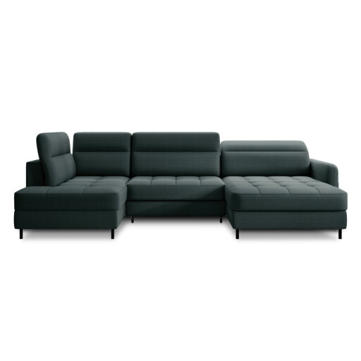 Colțar verde extensibil/cu spațiu de depozitare cu tapițerie din catifea (cu colț pe partea stângă/în formă de "U") Berrto – ELTAP