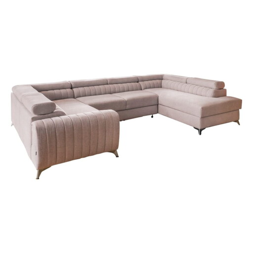 Colțar roz extensibil/cu spațiu de depozitare (cu colț pe partea dreaptă/în formă de "U") Louis – ELTAP