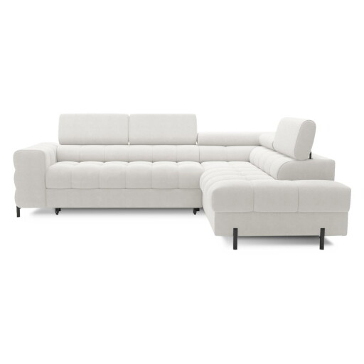 Colțar crem extensibil/cu spațiu de depozitare cu tapițerie din chenille (cu colț pe partea dreaptă/în formă de ”L”) Ferucce – ELTAP