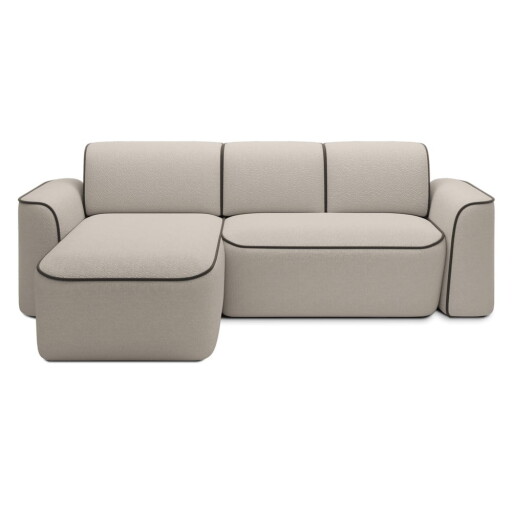 Colțar bej cu tapițerie din țesătură bouclé (cu colț pe partea stângă/cu șezlong) Ume – ELTAP