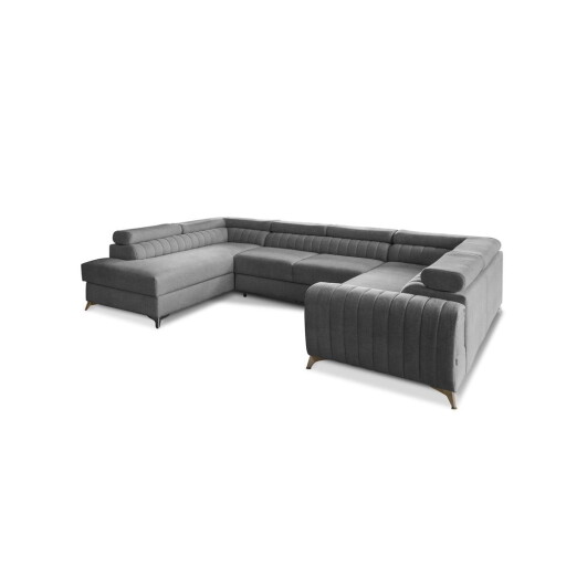 Colțar gri închis extensibil/cu spațiu de depozitare (cu colț pe partea stângă/în formă de "U") Louis – ELTAP