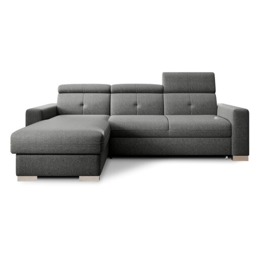 Colțar gri extensibil/cu spațiu de depozitare (cu colț pe partea stângă/cu șezlong) Fresia – ELTAP