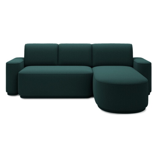 Colțar verde extensibil/cu spațiu de depozitare cu tapițerie din chenille (cu colț pe partea dreaptă/cu șezlong) Aurumm – ELTAP