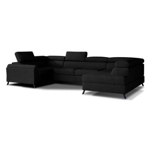 Colțar negru extensibil/cu spațiu de depozitare (cu colț pe partea dreaptă/în formă de "U") Escada – ELTAP