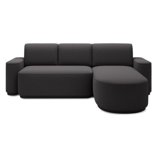 Colțar gri închis extensibil/cu spațiu de depozitare cu tapițerie din chenille (cu colț pe partea dreaptă/cu șezlong) Aurumm – ELTAP