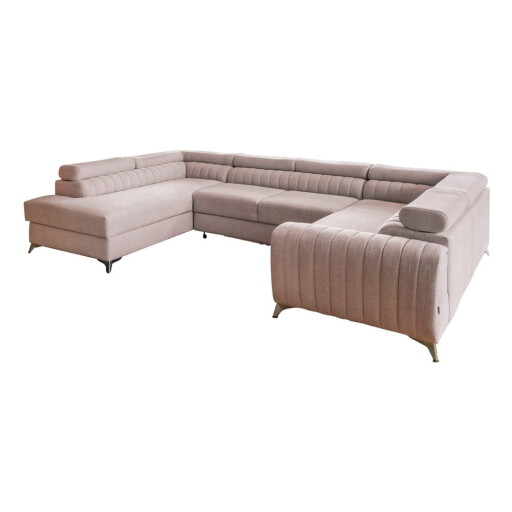 Colțar roz extensibil/cu spațiu de depozitare (cu colț pe partea stângă/în formă de "U") Louis – ELTAP