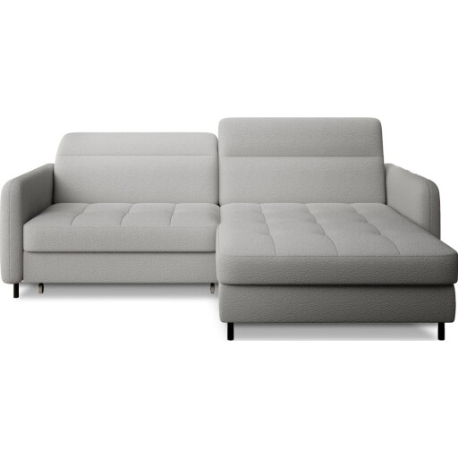 Colțar gri extensibil/cu spațiu de depozitare cu tapițerie din țesătură bouclé (cu colț pe partea dreaptă/cu șezlong) Gomsi – ELTAP