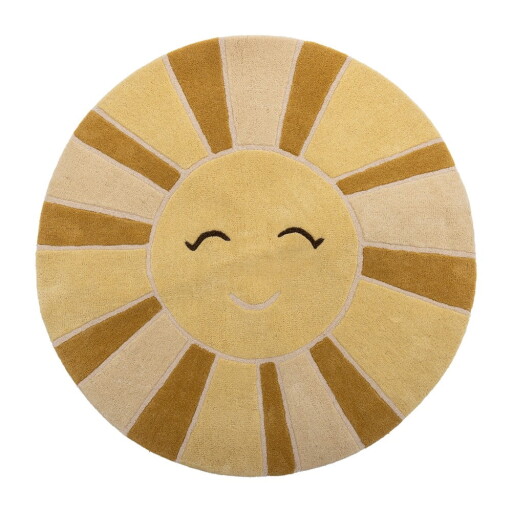 Covor pentru copii bej/chihlimbar din lână ø110 cm Sun – Bloomingville Mini