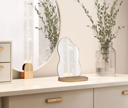 Oglinda cosmetica, Lumisfera, Crystal Dew Medium, Sticla/MDF, Lemn