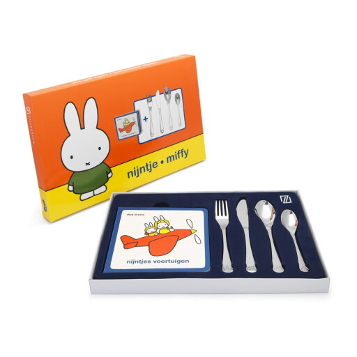 Tacâmuri argintii pentru copii din oțel inoxidabil 4 buc. Miffy – Zilverstad