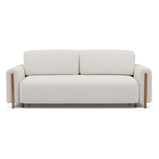 Canapea fildeș extensibilă/cu spațiu de depozitare cu tapițerie din țesătură bouclé 244 cm Arcadova – ELTAP