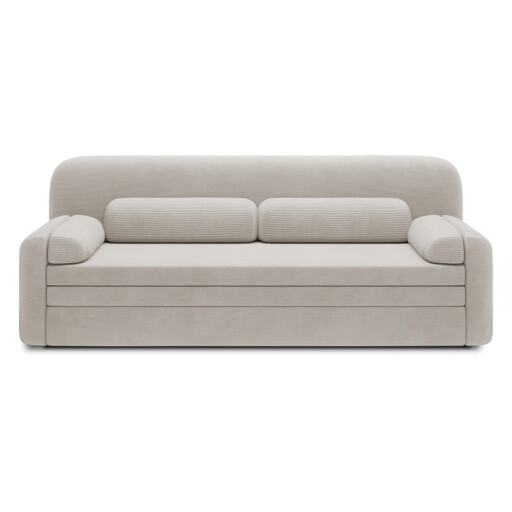 Canapea bej extensibilă/cu spațiu de depozitare cu tapițerie din catifea reiată 236 cm Elioss – ELTAP