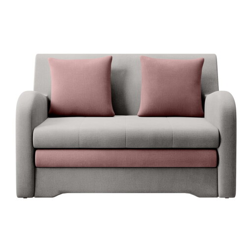 Canapea roz/gri deschis extensibilă cu tapițerie din catifea 130 cm Ario – ELTAP