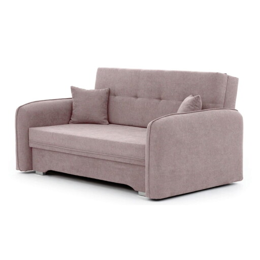 Canapea roz extensibilă/cu spațiu de depozitare cu tapițerie din chenille 155 cm Laine – ELTAP