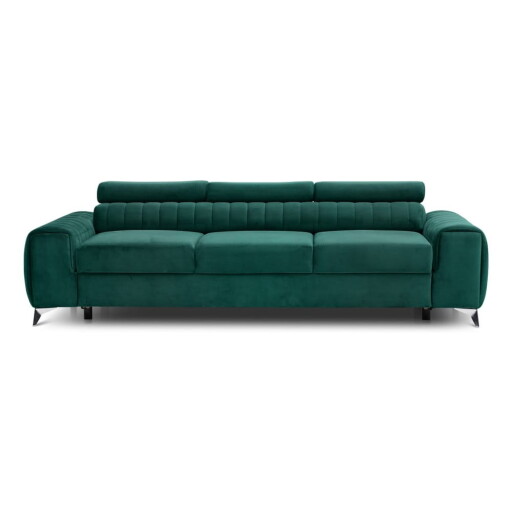 Canapea verde extensibilă cu tapițerie din catifea 261 cm Laurence – ELTAP
