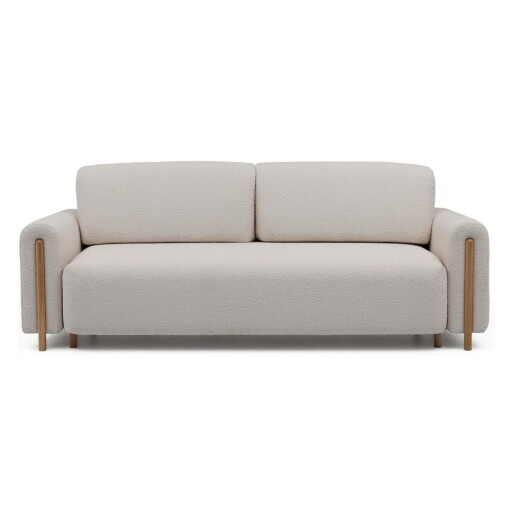 Canapea grej extensibilă/cu spațiu de depozitare cu tapițerie din țesătură bouclé 244 cm Arcadova – ELTAP