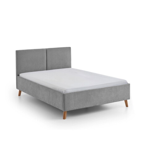 Pat matrimonial gri tapițat cu somieră 140x200 cm Piano – Meise Möbel