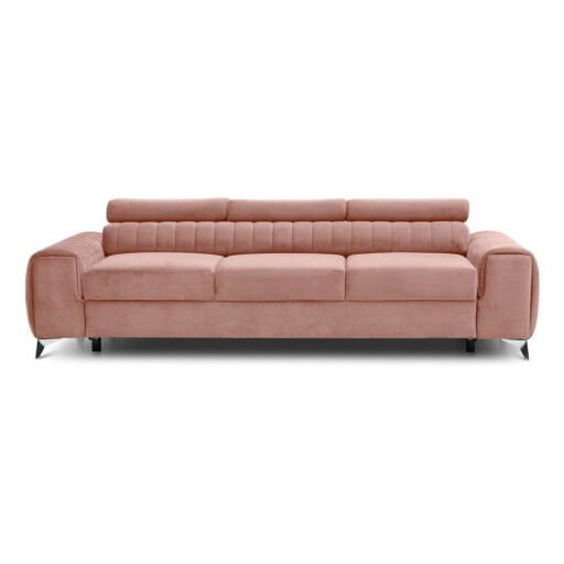 Canapea roz extensibilă cu tapițerie din catifea 261 cm Laurence – ELTAP