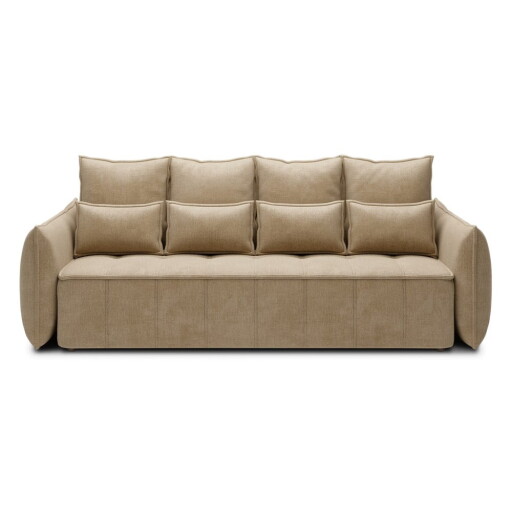 Canapea maro deschis extensibilă/cu spațiu de depozitare cu tapițerie din catifea 242 cm Weltton – ELTAP