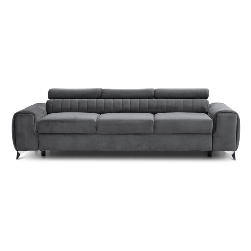 Canapea gri închis extensibilă cu tapițerie din catifea 261 cm Laurence – ELTAP