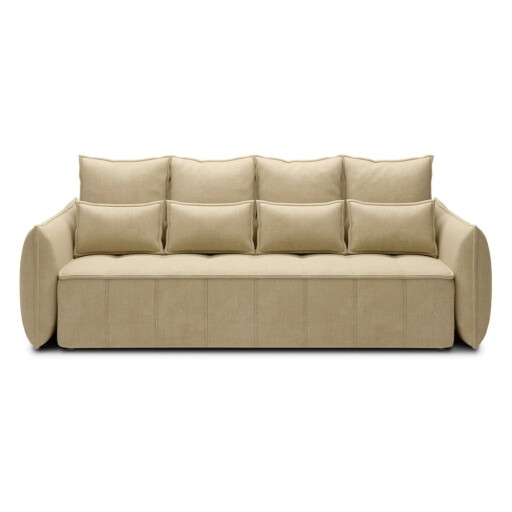 Canapea bej extensibilă/cu spațiu de depozitare cu tapițerie din catifea 242 cm Weltton – ELTAP