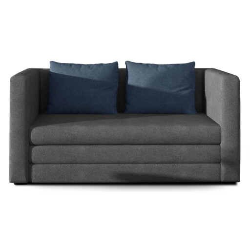 Canapea albastră/gri extensibilă cu tapițerie din chenille 132 cm Neva – ELTAP