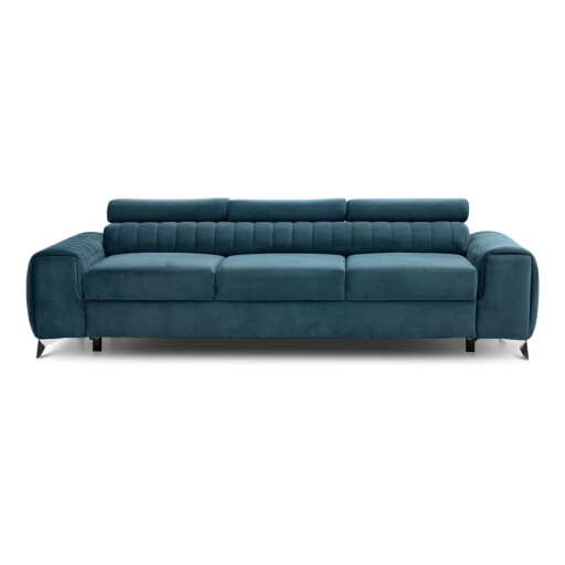 Canapea albastră extensibilă cu tapițerie din catifea 261 cm Laurence – ELTAP