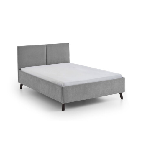 Pat matrimonial gri tapițat cu somieră 140x200 cm Piano – Meise Möbel