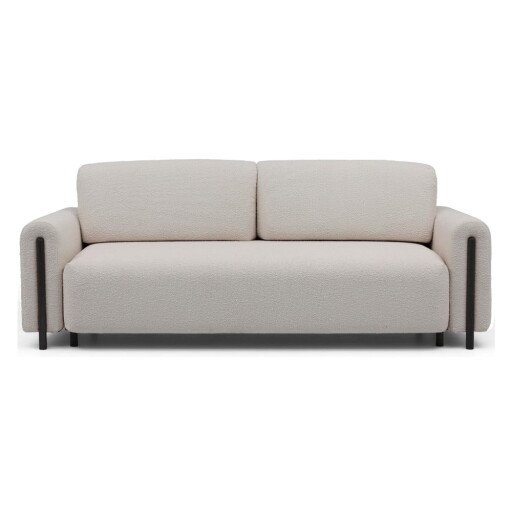 Canapea grej extensibilă/cu spațiu de depozitare cu tapițerie din țesătură bouclé 244 cm Arcadova – ELTAP