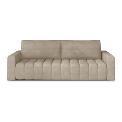 Canapea bej extensibilă/cu spațiu de depozitare cu tapițerie din catifea 247 cm Lazaro – ELTAP