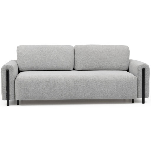 Canapea gri deschis extensibilă/cu spațiu de depozitare cu tapițerie din țesătură bouclé 244 cm Arcadova – ELTAP