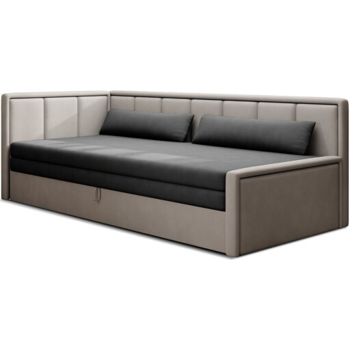 Canapea gri extensibilă/cu spațiu de depozitare cu tapițerie din chenille 214 cm Fulgeo – ELTAP