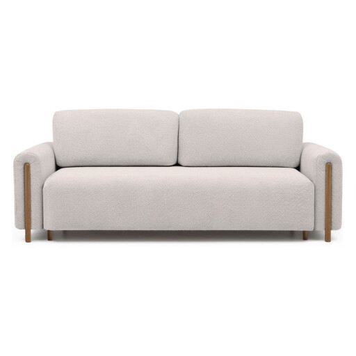 Canapea bej extensibilă/cu spațiu de depozitare cu tapițerie din țesătură bouclé 244 cm Arcadova – ELTAP