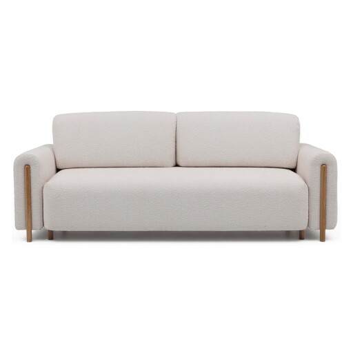 Canapea bej/crem extensibilă/cu spațiu de depozitare cu tapițerie din țesătură bouclé 244 cm Arcadova – ELTAP