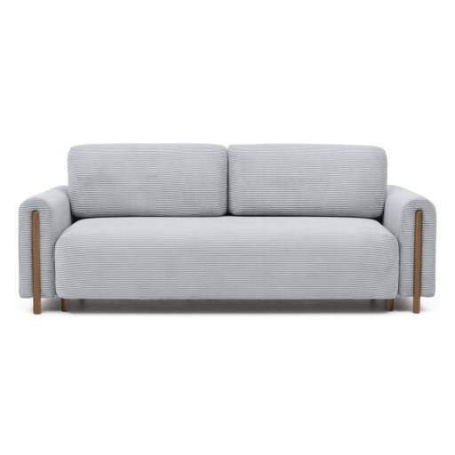 Canapea gri extensibilă/cu spațiu de depozitare cu tapițerie din catifea reiată 244 cm Arcadova – ELTAP