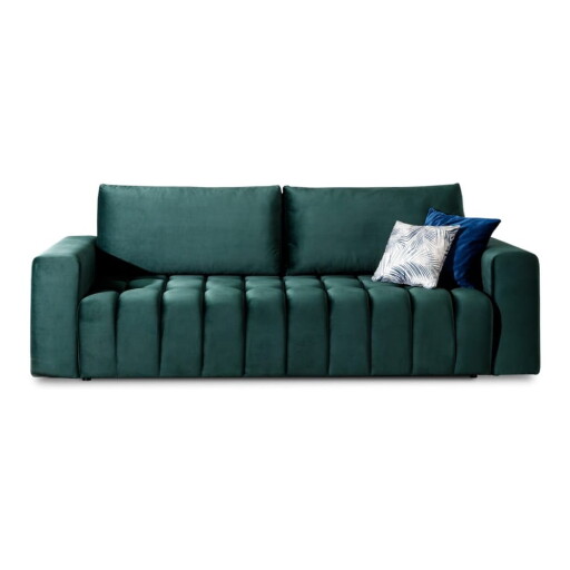Canapea verde-închis extensibilă/cu spațiu de depozitare cu tapițerie din catifea 247 cm Lazaro – ELTAP