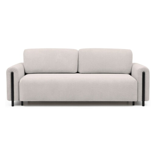 Canapea bej extensibilă/cu spațiu de depozitare cu tapițerie din țesătură bouclé 244 cm Arcadova – ELTAP