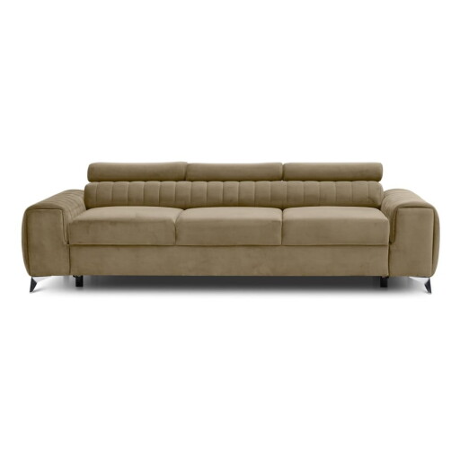 Canapea maro deschis extensibilă cu tapițerie din catifea 261 cm Laurence – ELTAP